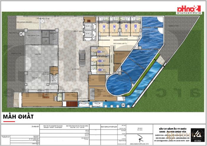 Mẫu thiết kế khách sạn tiêu chuẩn 5 sao 1078,5m2 hiện đại tại Phú Quốc - SH KS 0058 33 Tầng trệt khách sạn 5 sao hiện đại ở Phú Quốc (Kiên Giang)