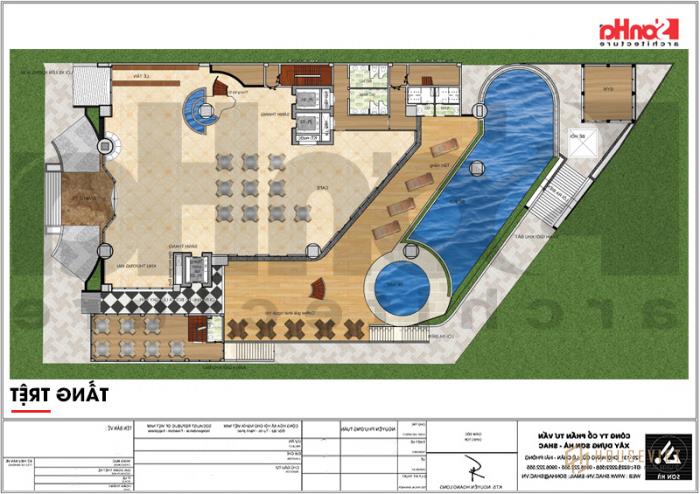 Mẫu thiết kế khách sạn tiêu chuẩn 5 sao 1078,5m2 hiện đại tại Phú Quốc - SH KS 0058 34 Mặt bằng công năng khách sạn 5 sao hiện đại ở Phú Quốc (Kiên Giang)