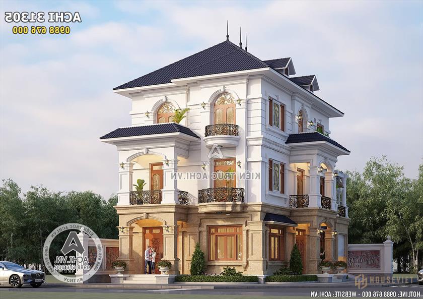 Ảnh: Không gian ngoại thất biệt thự 3 tầng tân cổ điển đẹp tại Hải Dương