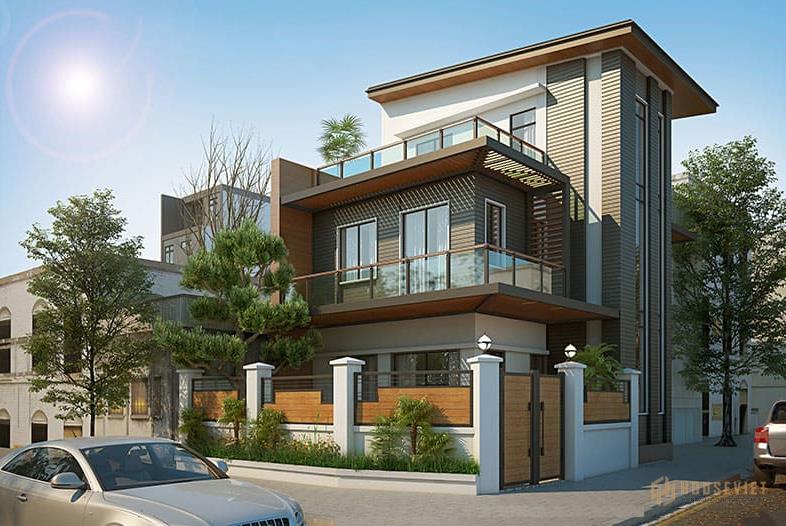 Biệt thự 8m 2 tầng 1 tum công năng