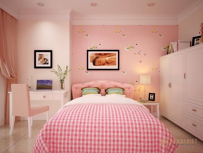 Phòng ngủ trẻ em màu hồng đáng yêu