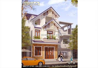 Mẫu nhà 3 tầng hiện đại mái thái đẹp mặt tiền 6m - BT1743
