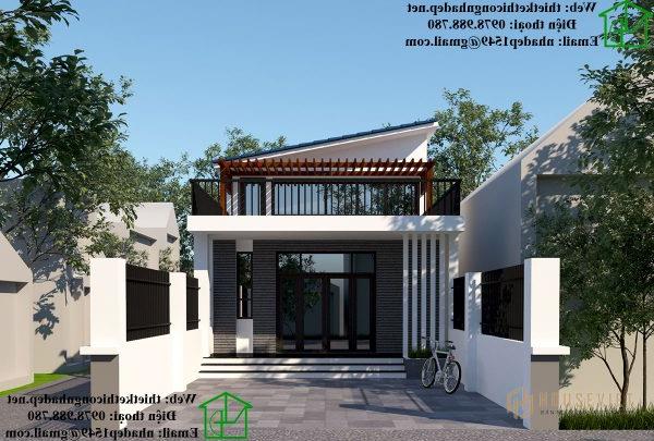 Nhà cấp 4 gác lửng mái lệch, mẫu nhà cấp 4 hiện đại NDNC456