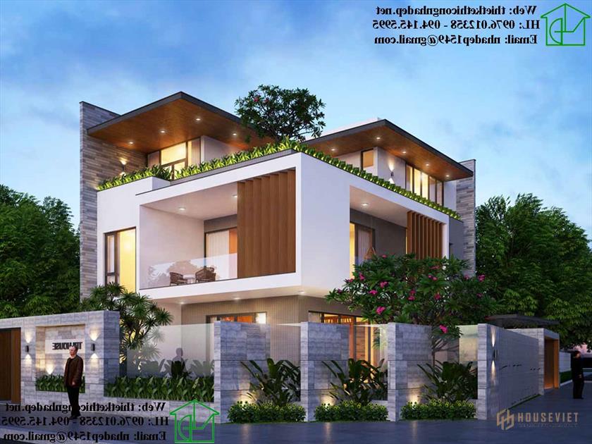 Biệt thự 2 tầng thiết kế hiện đại.