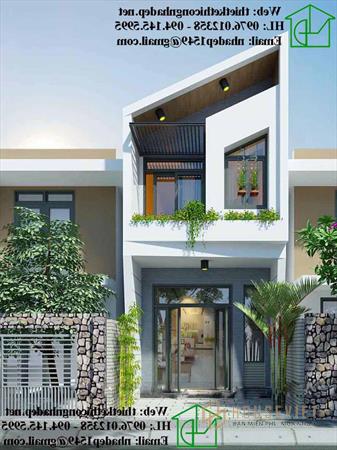 Lựa chọn màu trắng kết hợp với không gian xanh cho ngôi nhà 2 tầng.