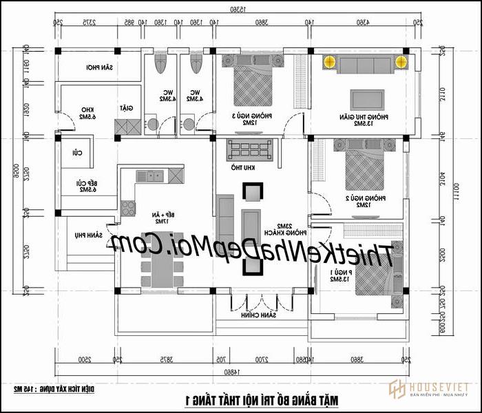 Kế hoạch nhà nông thôn 3 phòng ngủ 
