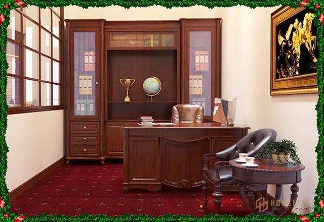 phong lam viec biet thu co dien chau au dep