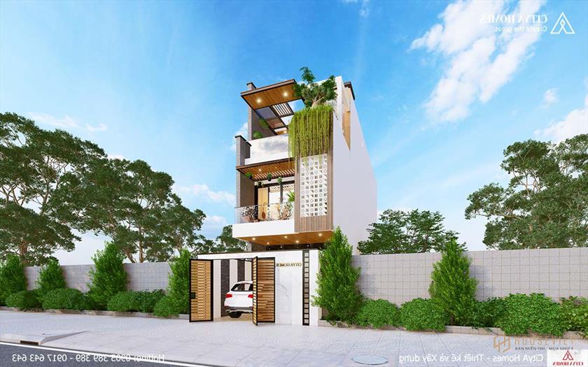 Mặt tiền nhà phố 2 tầng 1 tum ngang 5m