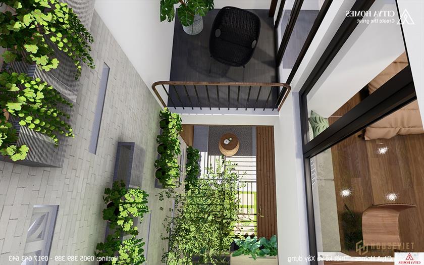 Khoảng thông tầng được bố trí nhiều cây xanh