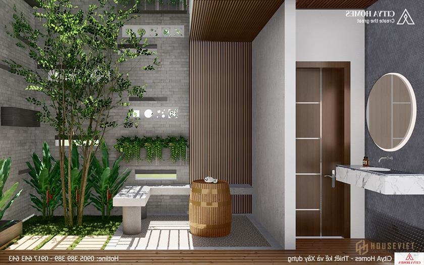 Thiết kế nhà vệ sinh kết hợp không gian xanh