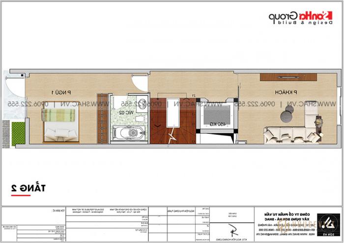 Mẫu thiết kế nhà phố hiện đại 5 tầng mặt tiền 4m1 có gara ô tô tại Hải Dương - SH NOD 0210 20 Công năng tầng 2 nhà ống hiện đại dài 4,1m dài 16,5m có thang máy tại Hải Dương