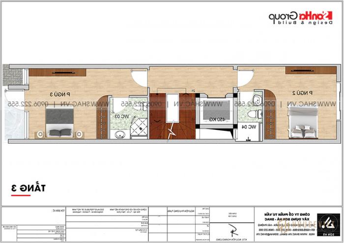 Mẫu thiết kế nhà phố hiện đại 5 tầng mặt tiền 4m1 có gara ô tô tại Hải Dương - SH NOD 0210 21 Công năng tầng 3 nhà ống hiện đại dài 4,1m dài 16,5m có thang máy tại Hải Dương