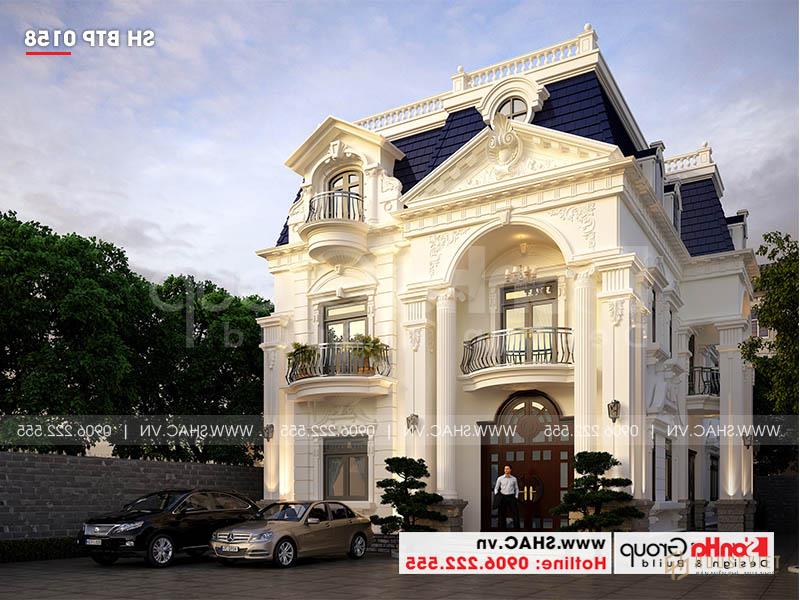 Mẫu biệt thự tân cổ điển 3 tầng 5 phòng ngủ tại Đà Nẵng - SH BTP 0158 3 Toàn cảnh biệt thự đẹp phong cách kiến trúc tân cổ điển