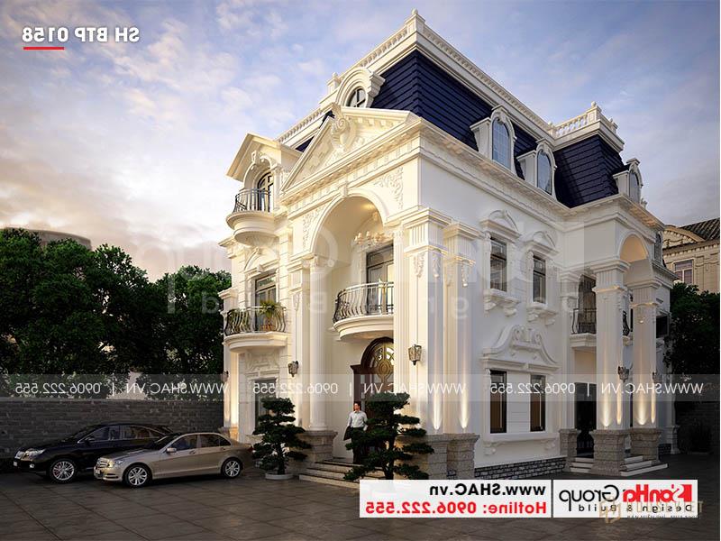 Mẫu biệt thự tân cổ điển 3 tầng 5 phòng ngủ tại Đà Nẵng - SH BTP 0158 5 Những đường nét tinh tế tạo nên kiến trúc biệt thự tân cổ điển mặt tiền 10m.