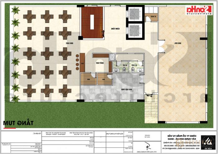 Mẫu thiết kế khách sạn 3 sao tân cổ điển 7 tầng 408m2 tại Vĩnh Phúc - SH KS 0057 26 Mặt bằng công năng tầng tum khách sạn tân cổ điển 3 sao tại Vĩnh Phúc