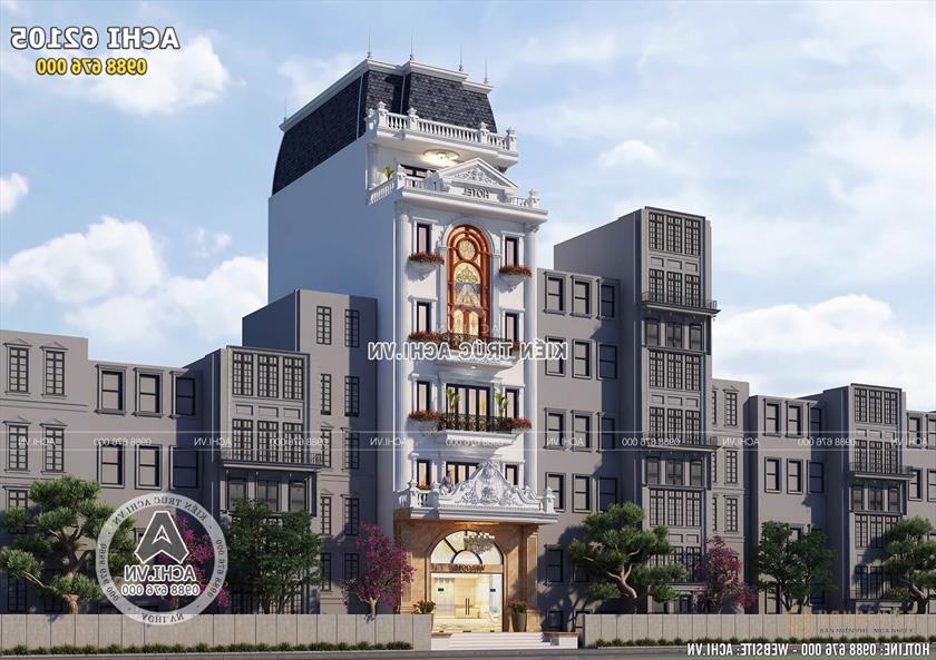 Mẫu thiết kế khách sạn nhà phố tân cổ điển 6 tầng đẹp - ACHI 62105 Mẫu thiết kế khách sạn nhà phố tân cổ điển 6 tầng đẹp - ACHI 62105