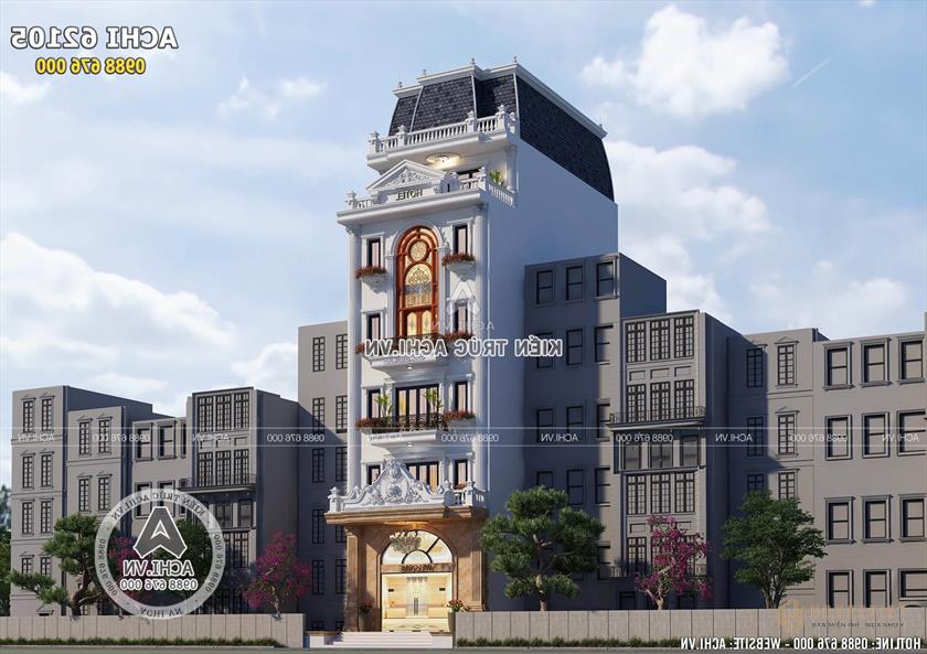 Phối cảnh mẫu nhà phố tân cổ điển 6 tầng sang trọng Phối cảnh mẫu nhà phố tân cổ điển 6 tầng sang trọng