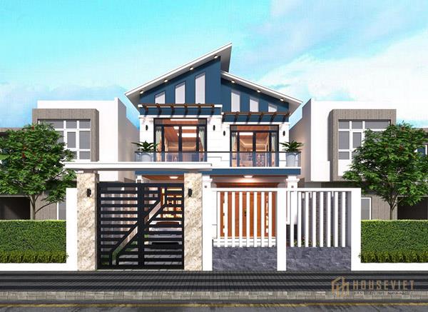 Nhà 2 tầng mái xéo hiện đại