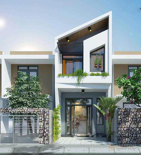 Nhà 2 tầng mái xéo hiện đại
