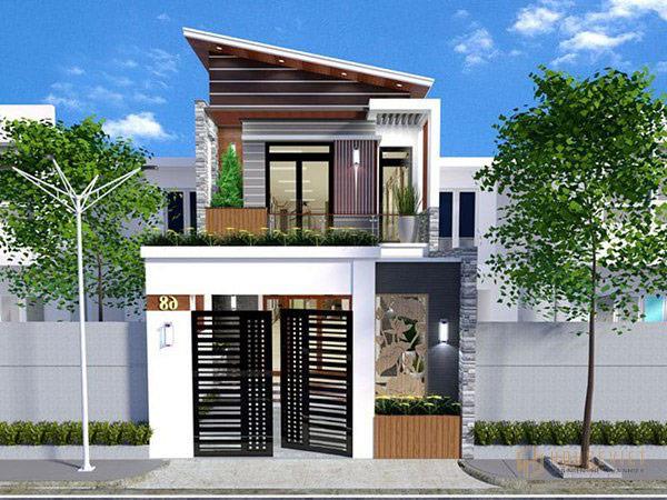 Mẫu nhà 2 tầng dạng ống.