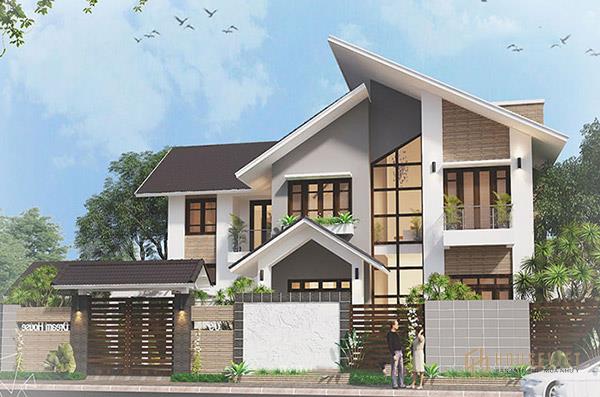 Thiết kế sân vườn biệt thự 2 tầng