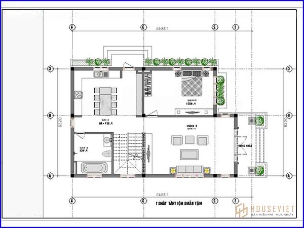 Nhà 2 tầng mái xéo hiện đại