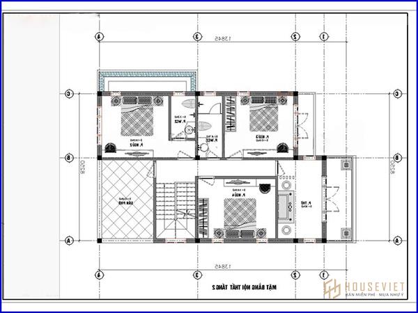bản vẽ nhà 2 tầng mái lệch