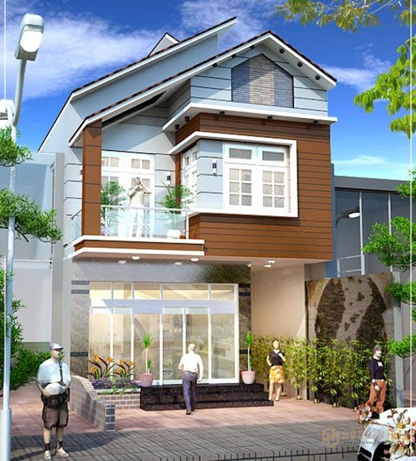 Mẫu thiết kế nhà 2 tầng mái xéo đẹp và hiện đại