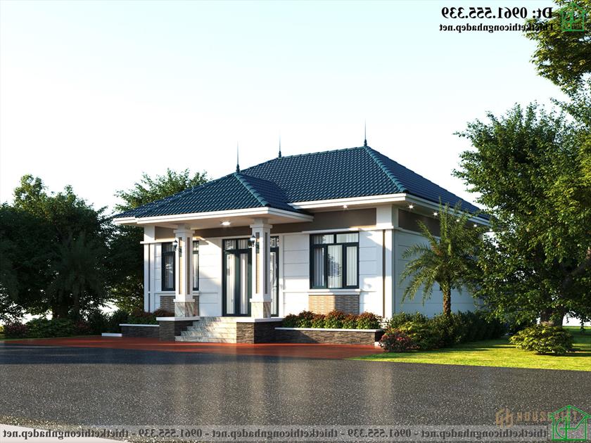 Mẫu thiết kế nhà đẹp mái thái 10x9m kiểu nhật giá rẻ NDBT1T124