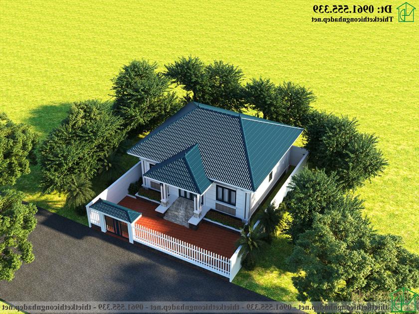 Phối cảnh tổng thể mẫu nhà 1 tầng mái thái Nhật Bản NDBT1T124