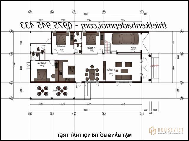 Bản vẽ thiết kế nhà vườn đẹp 1 tầng mái thái ở quê đẹp 170m2