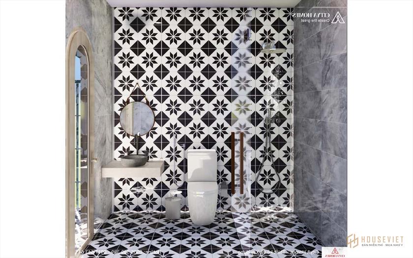 Trang trí phòng tắm với gạch hoa văn