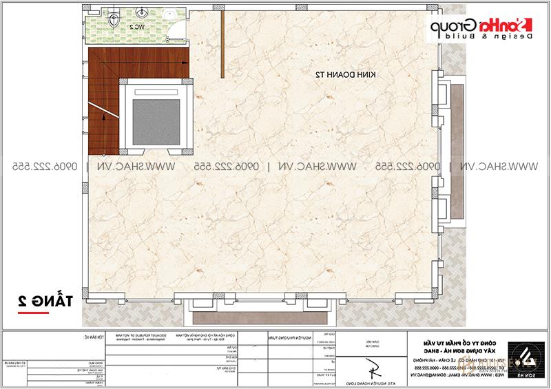Biệt thự tân cổ điển 3 tầng làm văn phòng và khu trưng bày - BTP 0156 8 Bản vẽ mặt bằng tầng 2 biệt thự tân cổ điển 3 tầng tại Hà Nội