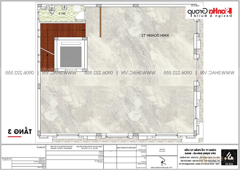 Biệt thự tân cổ điển 3 tầng làm văn phòng và khu trưng bày - BTP 0156 9 Mặt bằng công năng tầng 3 biệt thự 3 tầng tân cổ điển tại Hà Nội
