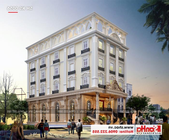 Mẫu thiết kế khách sạn tân cổ điển 3 sao KS 0056 tại Hải Phòng 1 Mẫu thiết kế khách sạn tân cổ điển 3 sao độc đáo và ấn tượng tại Hải Phòng