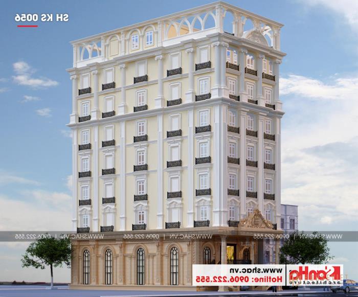 Mẫu thiết kế khách sạn tân cổ điển 3 sao KS 0056 tại Hải Phòng 27 12 Mẫu kiến trúc khách sạn mini tại Hải Phòng sh ks 0056