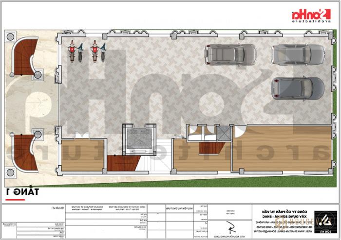 Thiết kế khách sạn 3 sao tân cổ điển KS 0056 tại Hải Phòng 35 Mặt bằng công năng tầng 1 khách sạn 3 sao tân cổ điển đẹp tại Hải Phòng