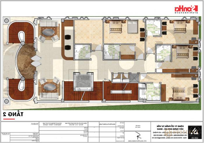 Mẫu thiết kế khách sạn tân cổ điển 3 sao KS 0056 tại Hải Phòng 36 Mặt bằng công năng tầng 2 khách sạn 3 sao tân cổ điển đẹp tại Hải Phòng