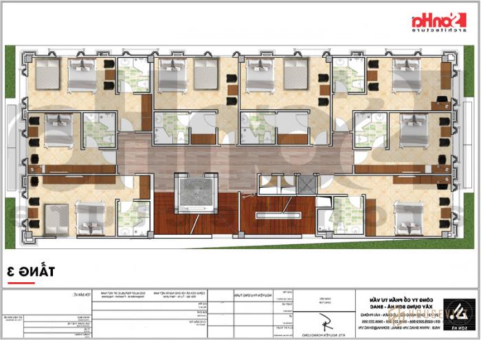 Mẫu thiết kế khách sạn tân cổ điển 3 sao KS 0056 tại Hải Phòng 37 Mặt bằng công năng tầng 3 khách sạn 3 sao tân cổ điển đẹp tại Hải Phòng