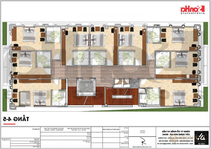 Thiết kế khách sạn 3 sao tân cổ điển KS 0056 tại Hải Phòng 38 Mặt bằng công năng tầng 4 và tầng 5 khách sạn 3 sao tân cổ điển đẹp tại Hải Phòng