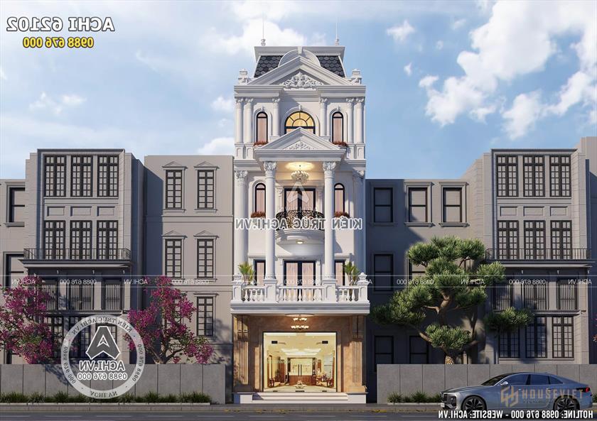 Mặt tiền nhà phố tân cổ điển đẹp và sang trọng nhìn từ trên cao Mặt tiền nhà phố tân cổ điển đẹp và sang trọng nhìn từ trên cao