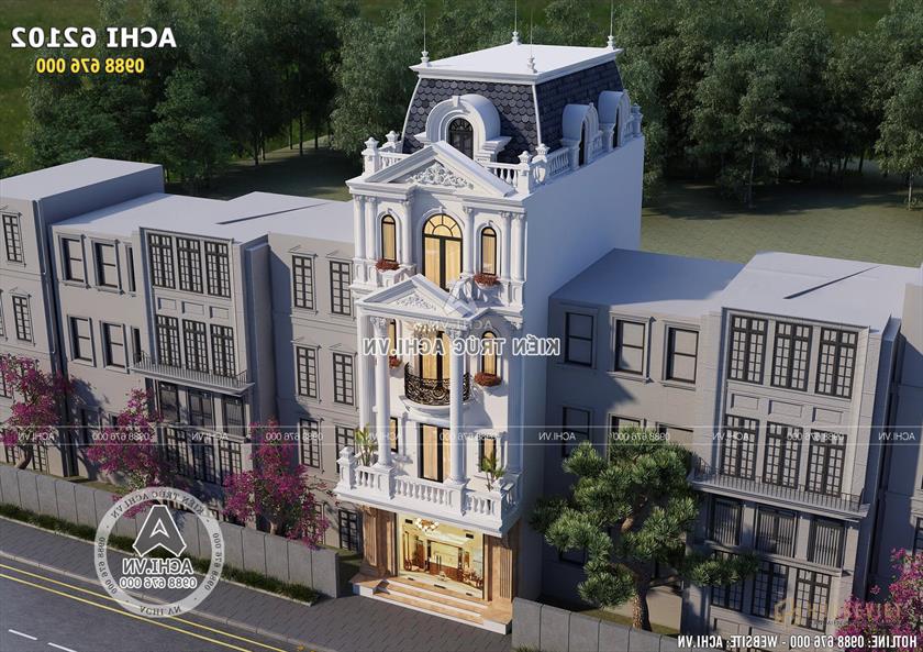 Mặt tiền nhà phố tân cổ điển đẹp và sang trọng nhìn từ trên cao Mặt tiền nhà phố tân cổ điển đẹp và sang trọng nhìn từ trên cao