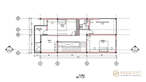 Bản vẽ thiết kế nhà mặt tiền rộng 8m đẹp