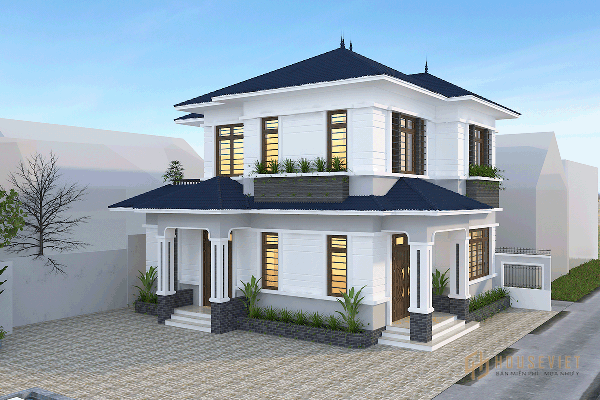 Mẫu nhà 2 tầng mặt tiền 8m