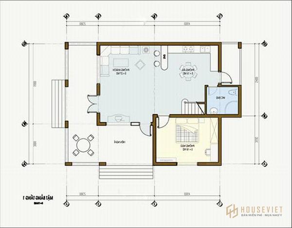 Bản vẽ nhà 2 tầng 8x10m đẹp