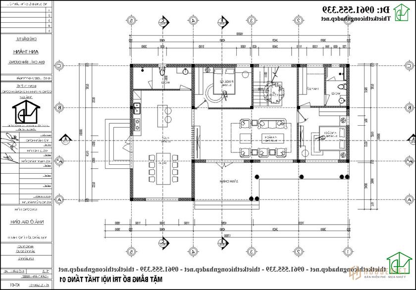 Bản vẽ mặt bằng tầng 2 mẫu nhà biệt thự 2 tầng 16x10m kiểu Nhật tại Bình Dương NDBT2T124