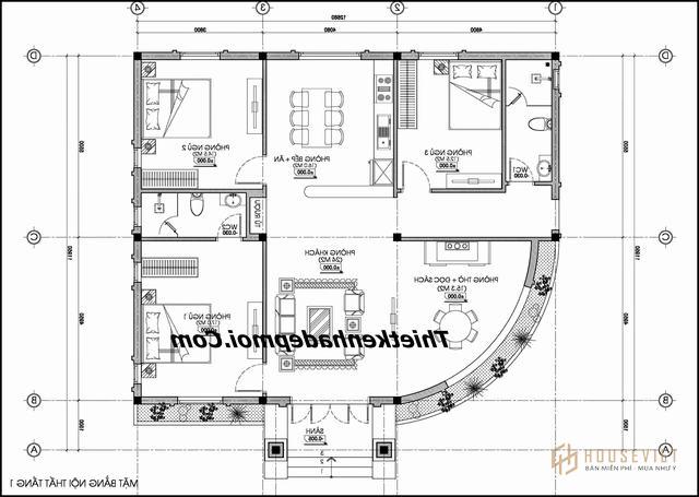 Bản vẽ thiết kế nội thất nhà cấp 4 đẹp nông thôn