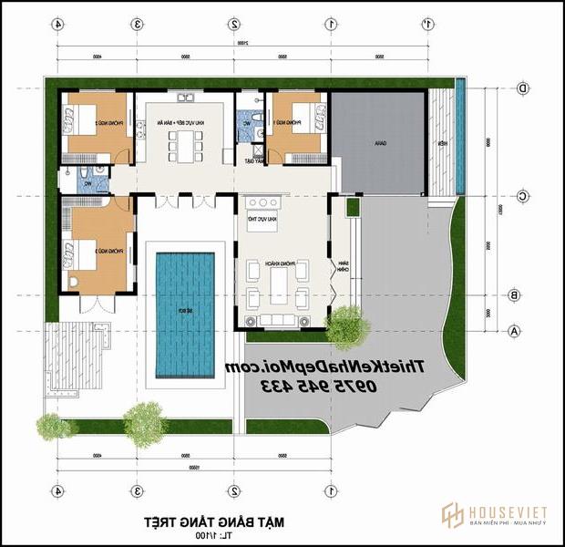 Mặt bằng nhà hiện đại kiểu Mỹ