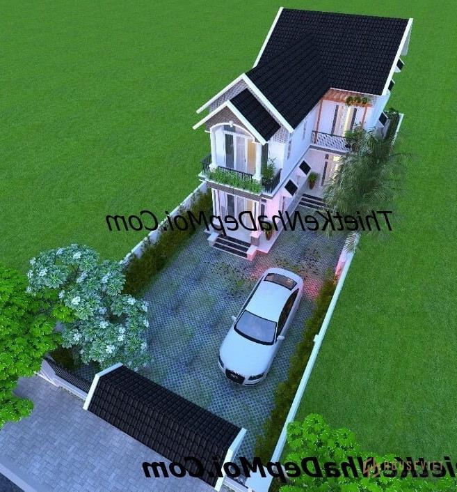 mau thiet ke nha 2 tang mat tien 8m mai thai dep