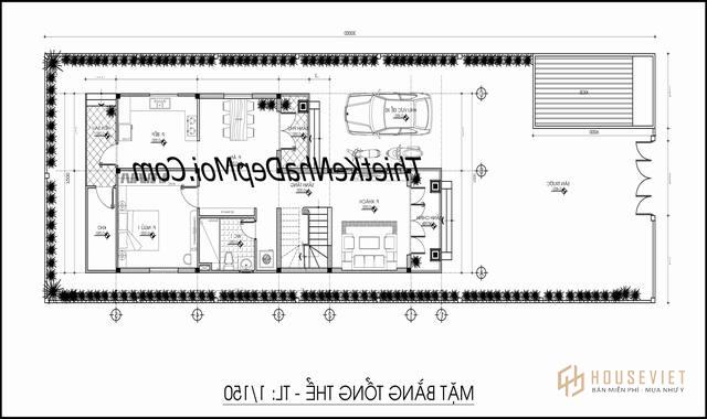 mat bang thiet ke nha 2 tang mat tien ngang rong 8m